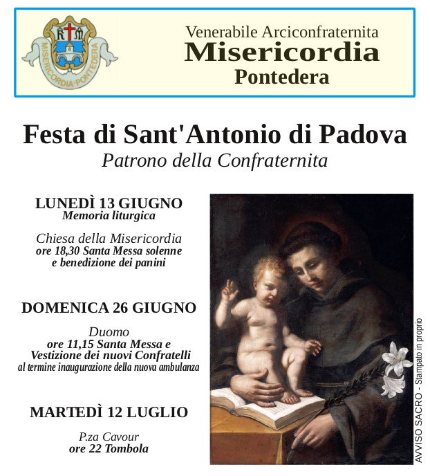 programma della festa di Sant'Antonio 2016
